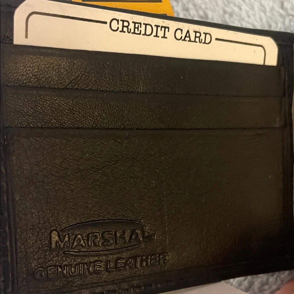 New Mens Marshal Black cowhide’ Leather Bi-Fold Wallet